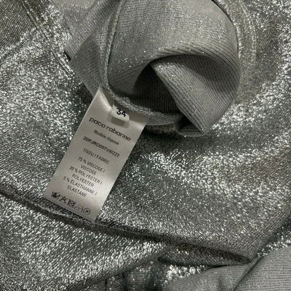 Paco Rabanne silver asymmetric ruched midi dress - Picture 9 of 15